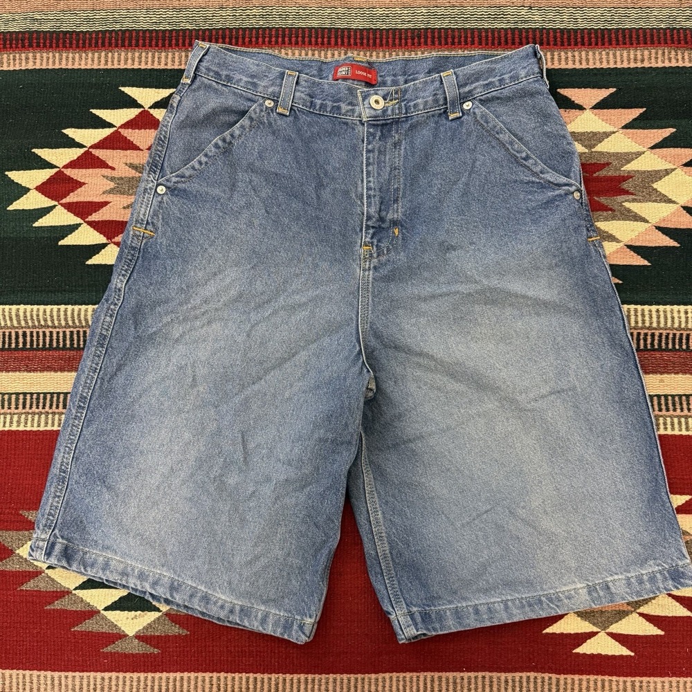 VTG Y2K Faded Glory Loose Fit Denim Shorts Jorts 31" Waist Baggy Wide Leg Skater